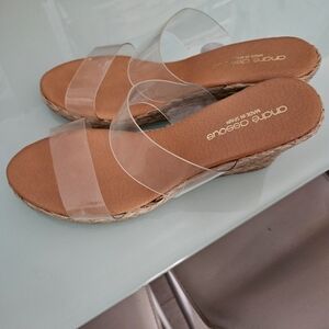 Chic Clear Strap Wedge Sandals by Andre Assous